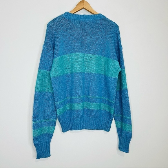 Vintage WoolRich Blue Cotton Knit Crewneck Medium - Picture 4 of 5